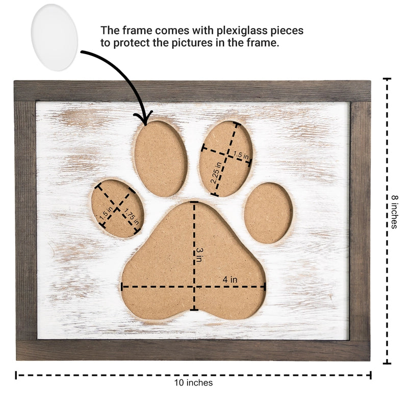 8 x 10 Paw Print Cut Out Picture Frame (Gray)