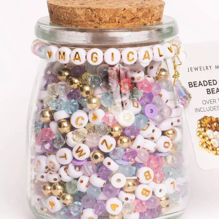 Magical Metallic Gold Round Letter & Crystal DIY Bead Jar