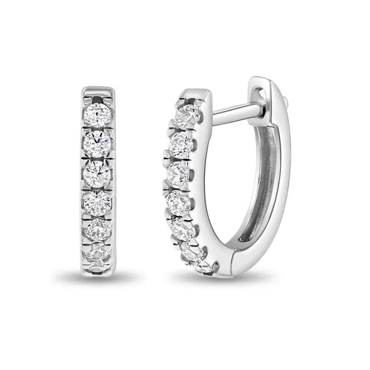 Multi Cz 9mm Earrings Hoop - Sterling Silver