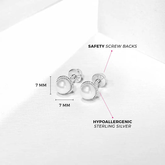 Pearl 7mm Earrings - Sterling Silver