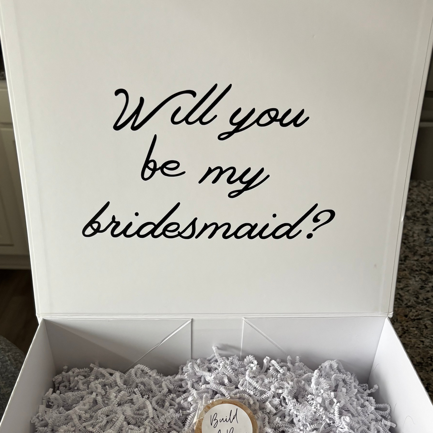 Will you be my bridesmaid lid writing