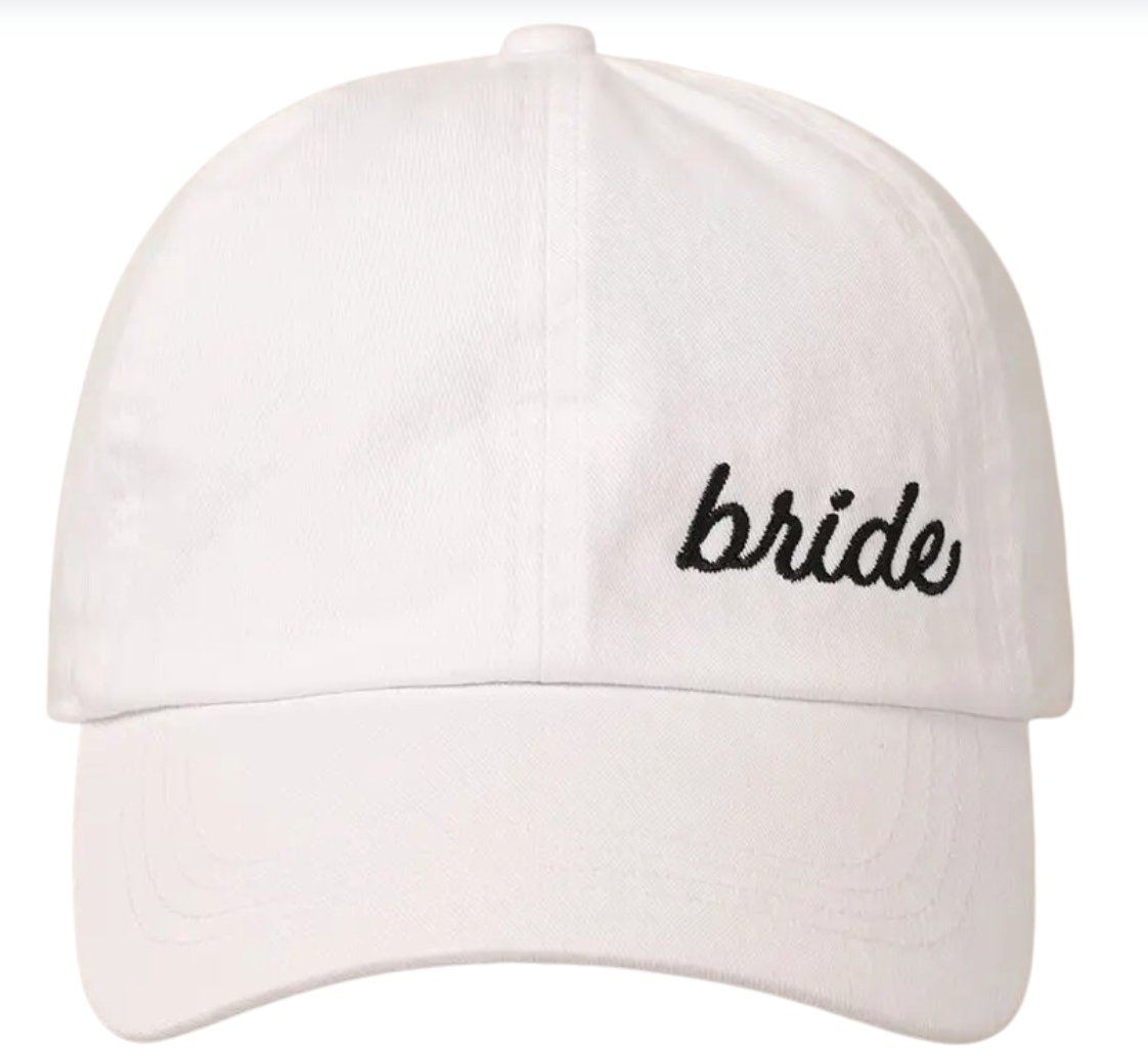 Bride Baseball Cap - White w/ Black Letters