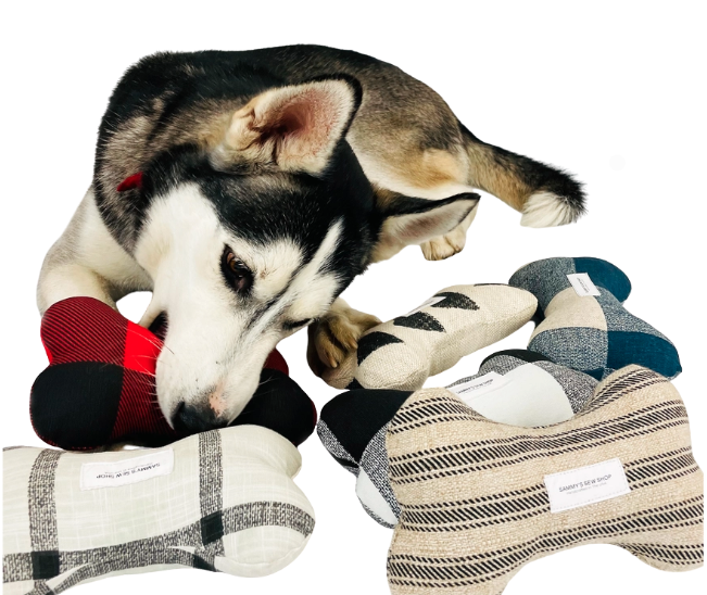 Dog Bone Squeaky Toy (Windowpane)