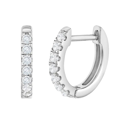 Multi Cz 9mm Earrings Hoop - Sterling Silver