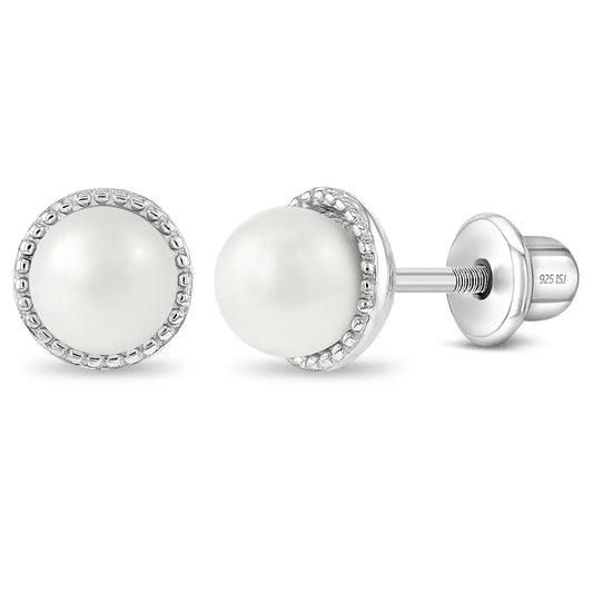 Pearl 7mm Earrings - Sterling Silver
