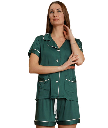 Catherine Jersey Pajamas (Forest Green)