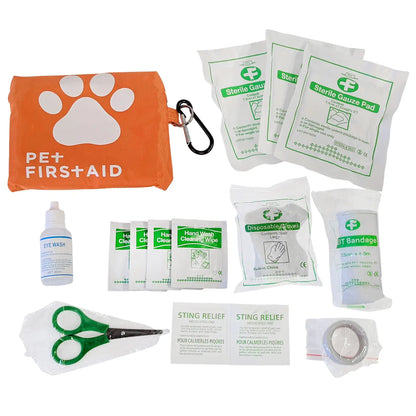19-Piece Pet First Aid Kit with Carabiner