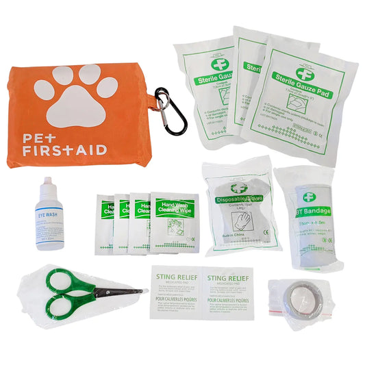 19-Piece Pet First Aid Kit with Carabiner