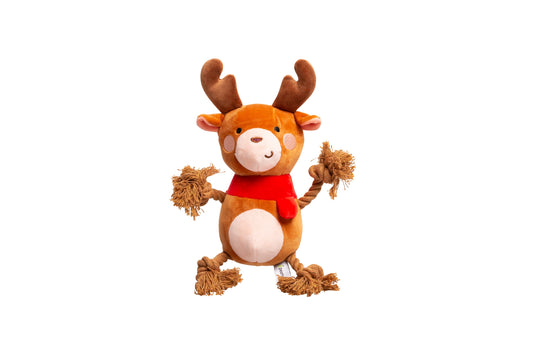 Reindeer Plush Rope Christmas Dog Toy