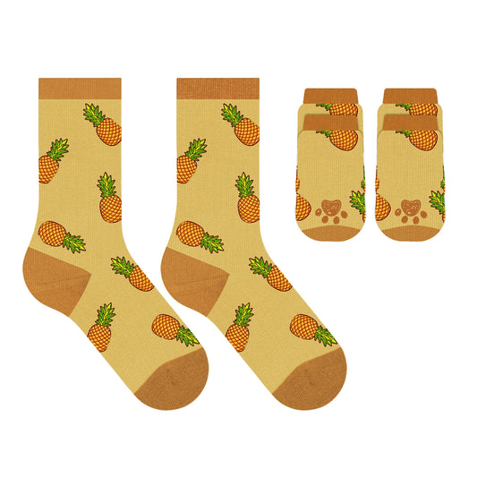 Matching Pet and Owner Socks - Yellow Pineapples (Small Breeds)