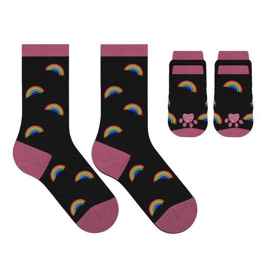 Matching Pet and Owner Socks - Black Rainbows (Small Breeds)