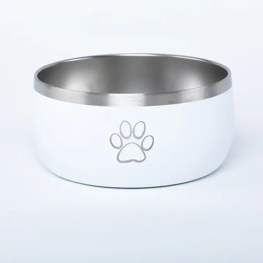 Stainless Steel Dog Bowl - White