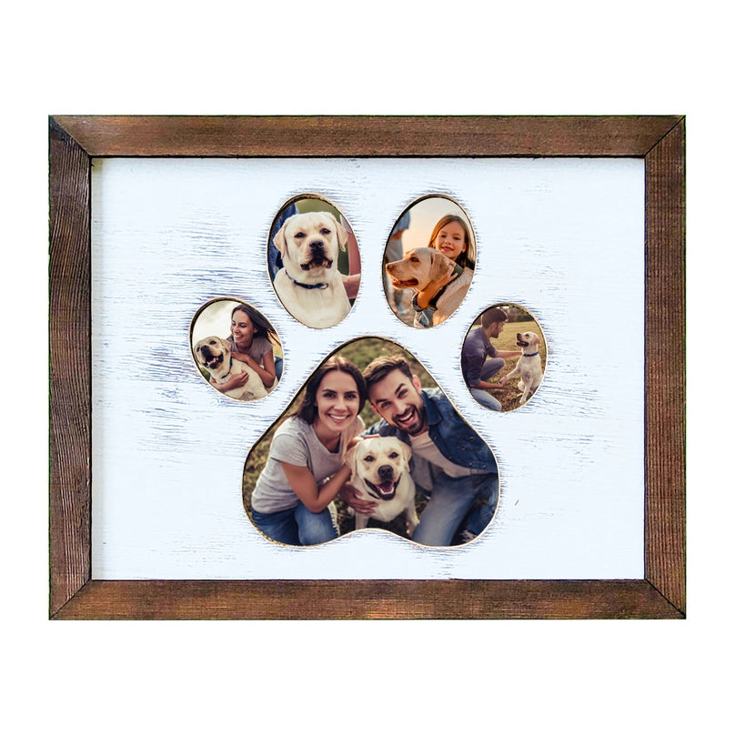 8 x 10 Paw Print Cut Out Picture Frame (Brown)