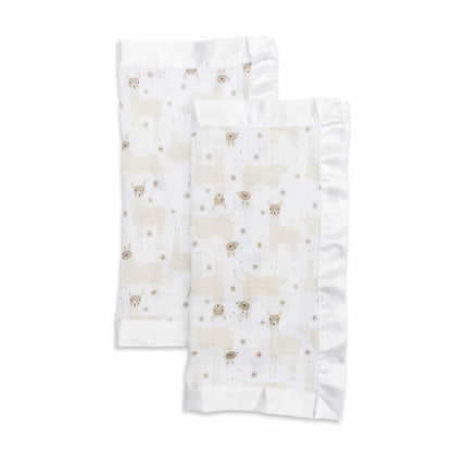 Lulujo Cotton Security Blankets - Modern Llama - 16x16"