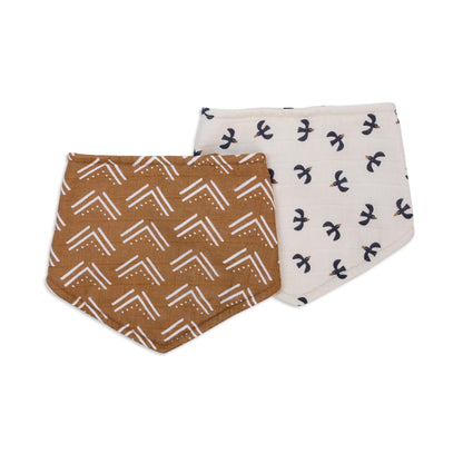 Lulujo Bandana Bibs - Mudcloth & Black Birds