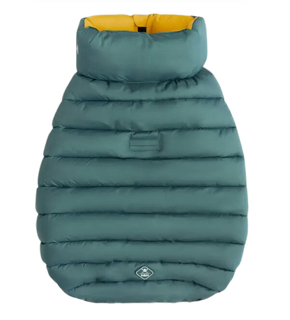 Hugo and Hudson Dog Puffer Jacket - Forest Green and Gold