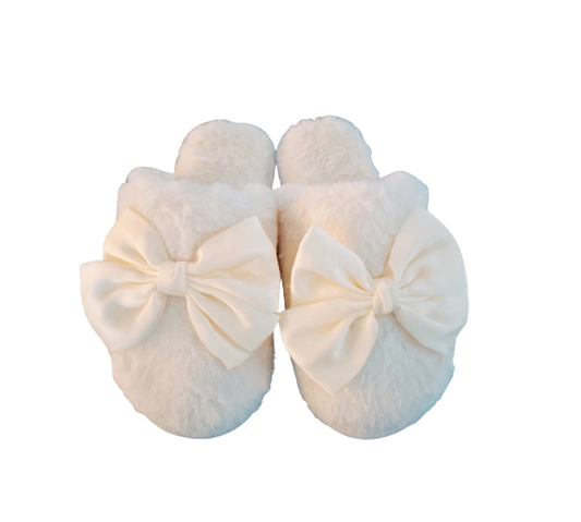 Satin Shine Fur Cozy Lounge Slippers (Cream)