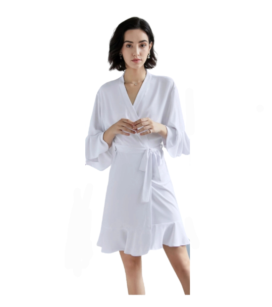 Bridesmaid Ruffle Robe - White