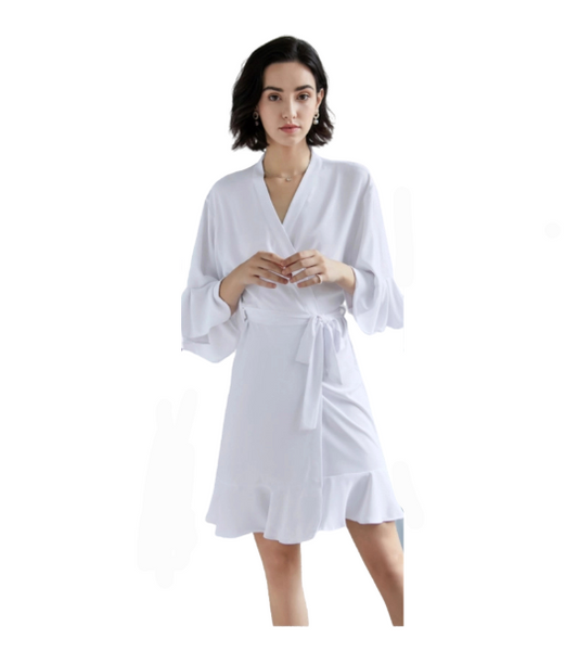 Bridesmaid Ruffle Robe - White