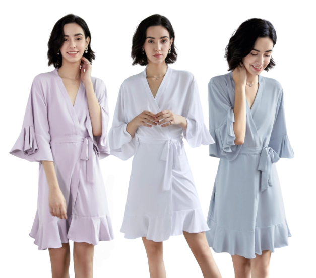 Bridesmaid Ruffle Robe - Black
