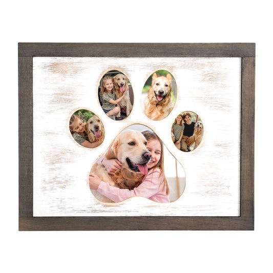 8 x 10 Paw Print Cut Out Picture Frame (Gray)