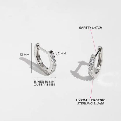 Multi Cz 9mm Earrings Hoop - Sterling Silver