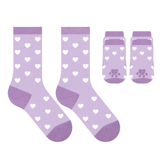 Matching Pet and Owner Socks - Purple Hearts (Small Breeds)