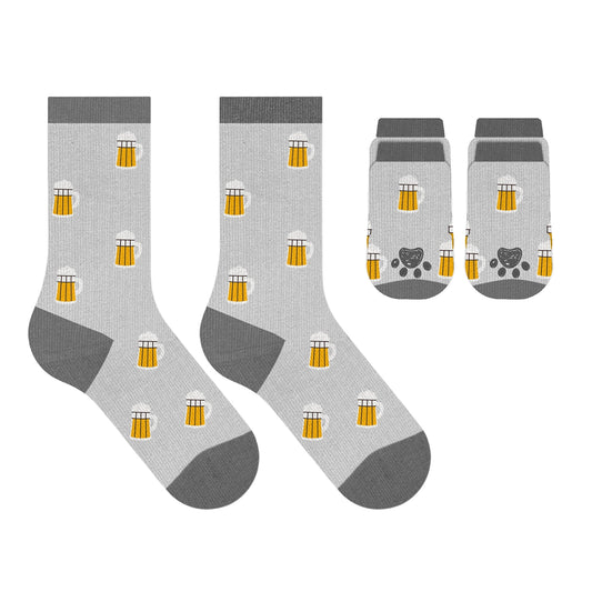 Matching Pet and Owner Socks - Grey Beers (Small Breeds)