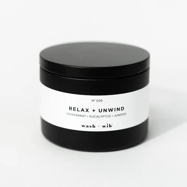 Relax and Unwind Wax Candle - 8oz Black Tin