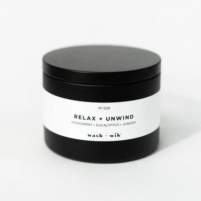 Relax and Unwind Wax Candle - 8oz Black Tin