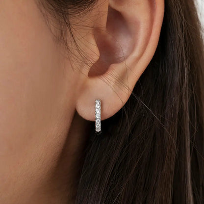 Multi Cz 9mm Earrings Hoop - Sterling Silver