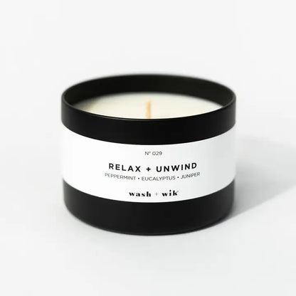 Relax and Unwind Wax Candle - 8oz Black Tin
