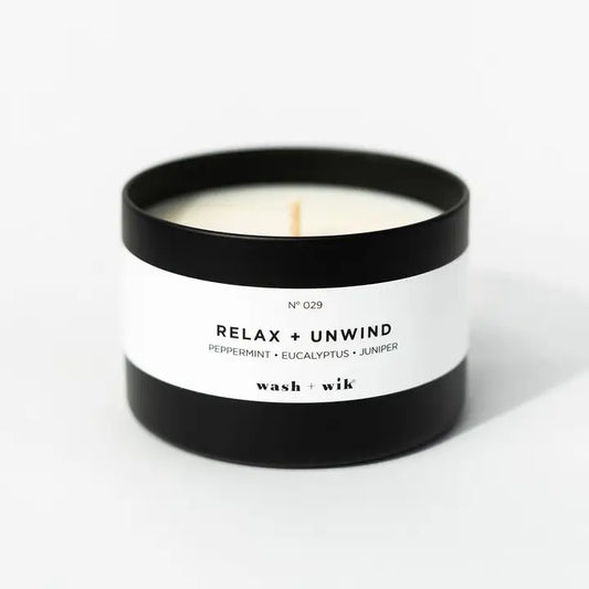 Relax and Unwind Wax Candle - 8oz Black Tin