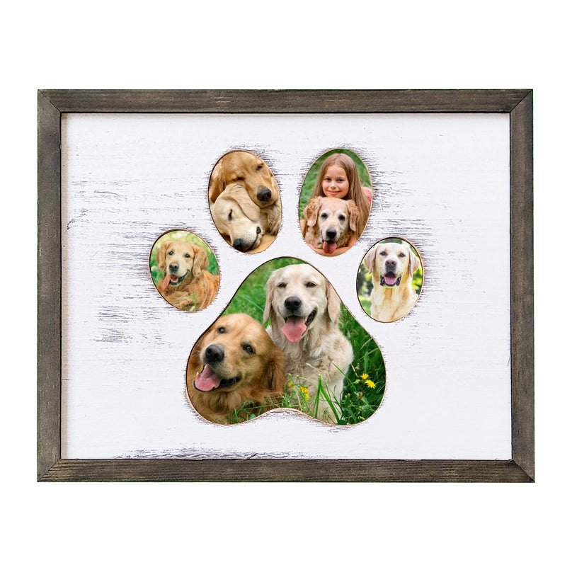8 x 10 Paw Print Cut Out Picture Frame (Gray)