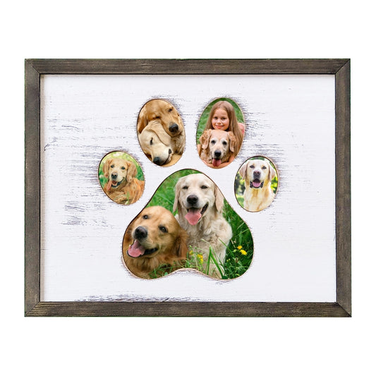 8 x 10 Paw Print Cut Out Picture Frame (Gray)