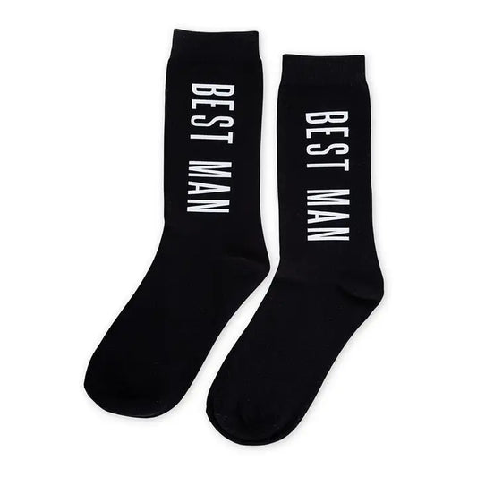 Men's Black Wedding Party Sock - Best Man